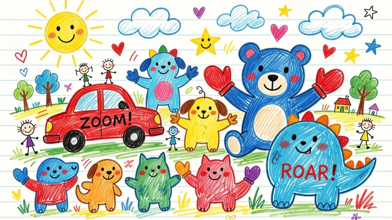 Kid-Style Crayon Drawing